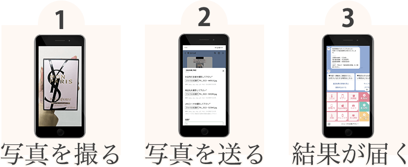 写真を撮る 写真を送る 結果が届く